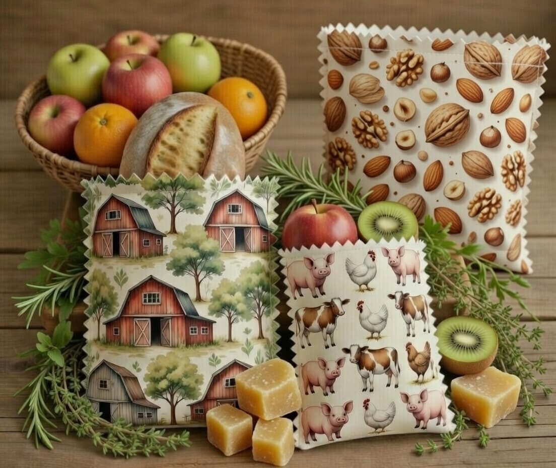 Beeswax Fabric Bread and Food Storage Bags at Deer Run Acres in Edinboro PA