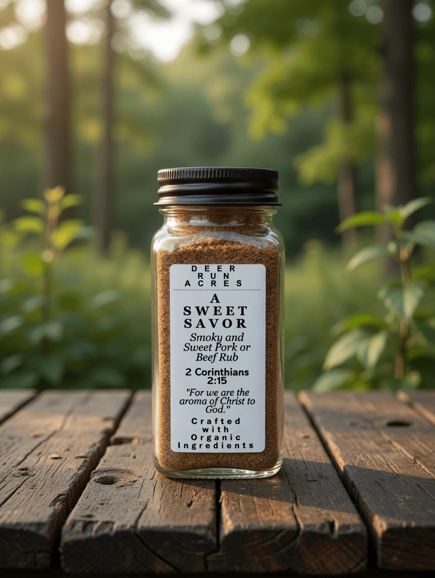 A Sweet Savor — Smoky and Sweet Pork or Beef Rub from Deer Run Acres — A smoky, sweet all-purpose rub crafted with organic ingredients for pork and bee