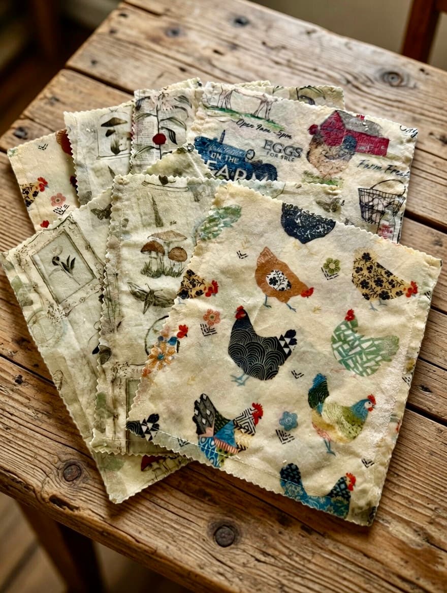 3 Pack Beeswax Sandwich & Snack Bags from Deer Run Acres β Handcrafted reusable beeswax wrap bags in a set of 3, perfect for sandwiches, sn