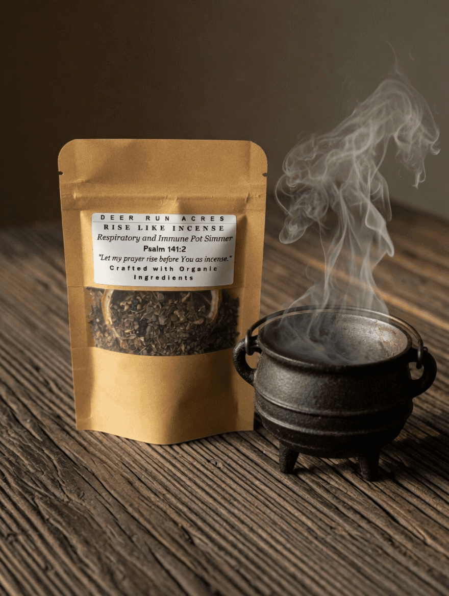 Rise Like Incense — Respiratory & Immune Pot Simmer from Deer Run Acres — A small-batch pot simmer blend crafted with organic ingredients for aromatic respiratory and immune