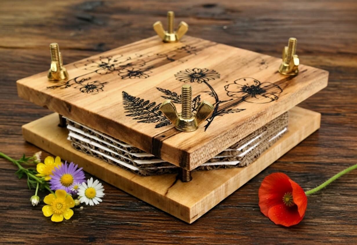 Wood Burned Flower Press at Deer Run Acres in Edinboro PA