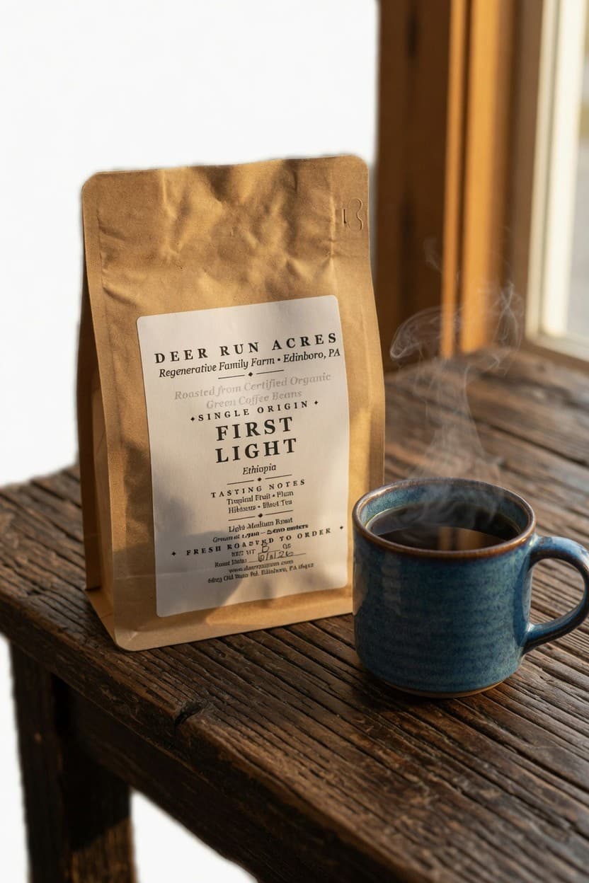 First Light from Deer Run Acres β A single-origin coffee from the highlands of Ethiopia β the country where coffee