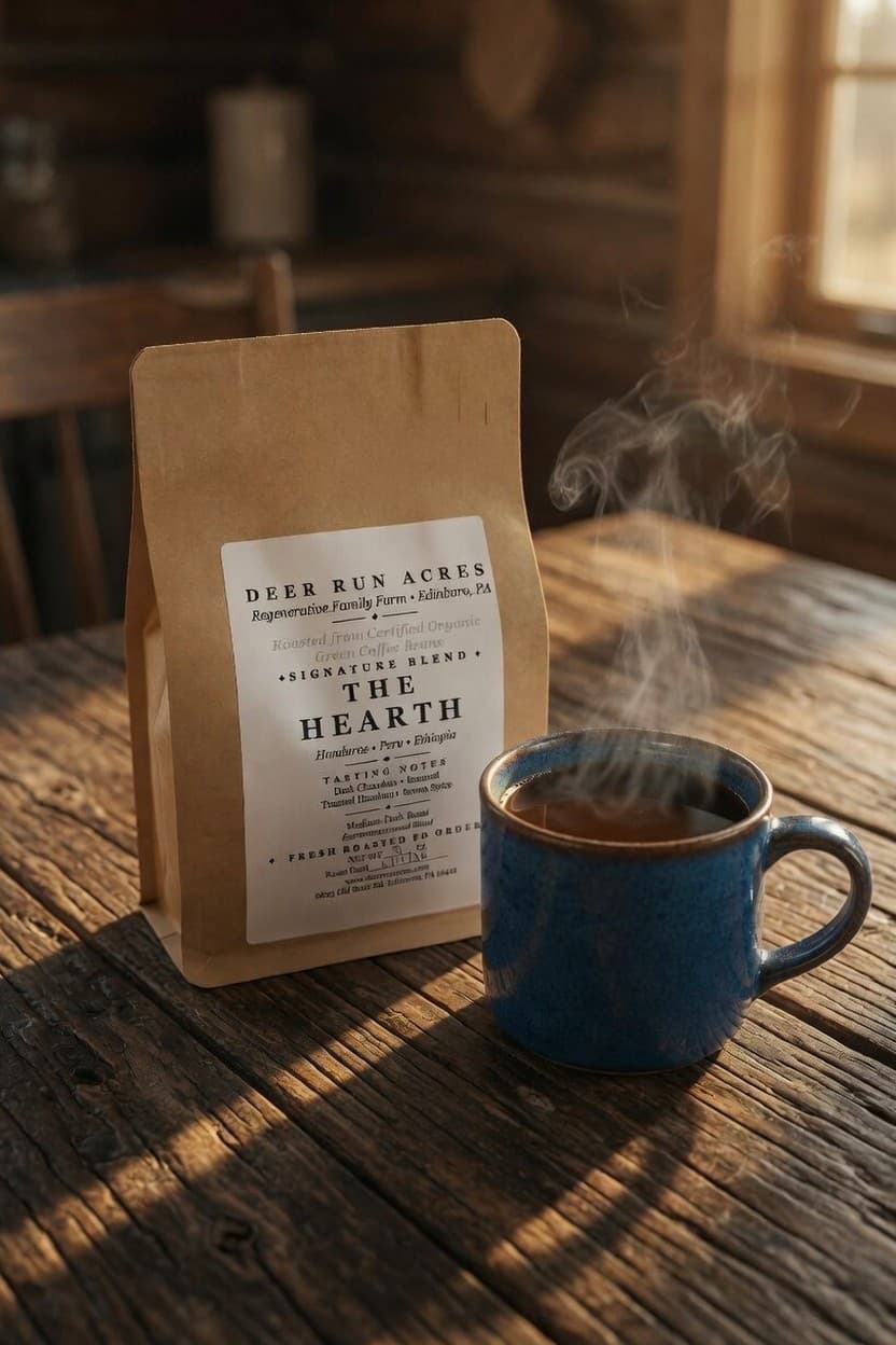 The Hearth from Deer Run Acres — A blend built for espresso and milk drinks — sweet, full, and consistent, with c