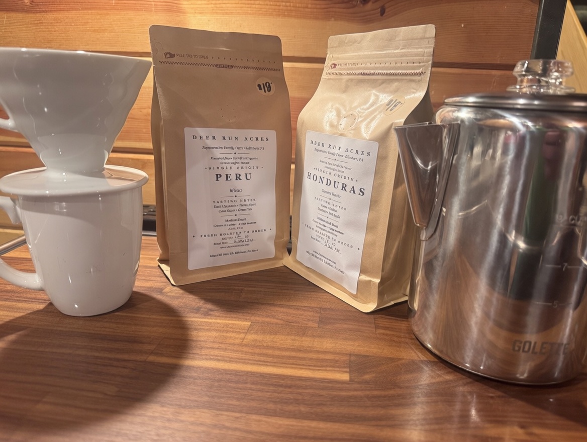 Fresh brewed coffee at Deer Run Acres